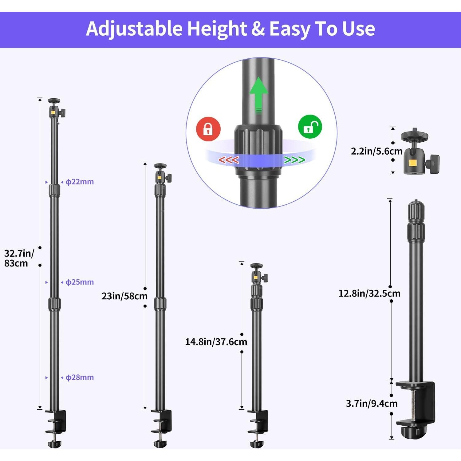 Soporte de Webcam JINSUI DeskMountStand-H9 Ajustable 14-33cm