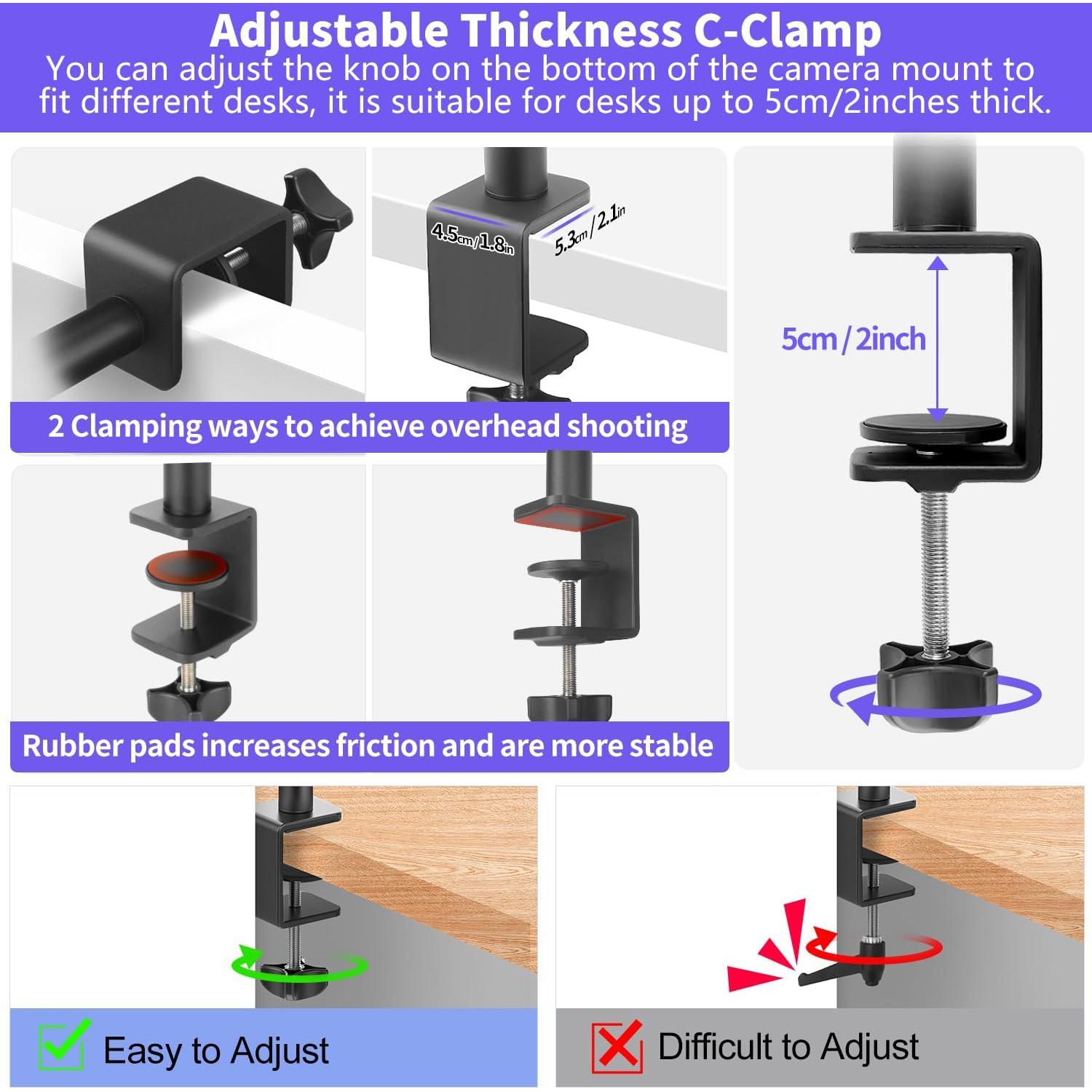 Soporte de Webcam JINSUI DeskMountStand-H9 Ajustable 14-33cm
