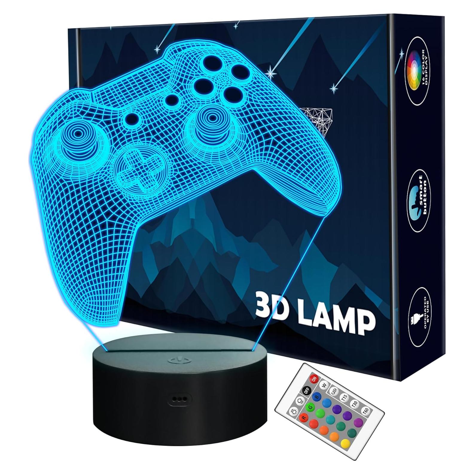 Luz Nocturna 3D Gamepad FS-XMX001 - Control Remoto 16 Colores