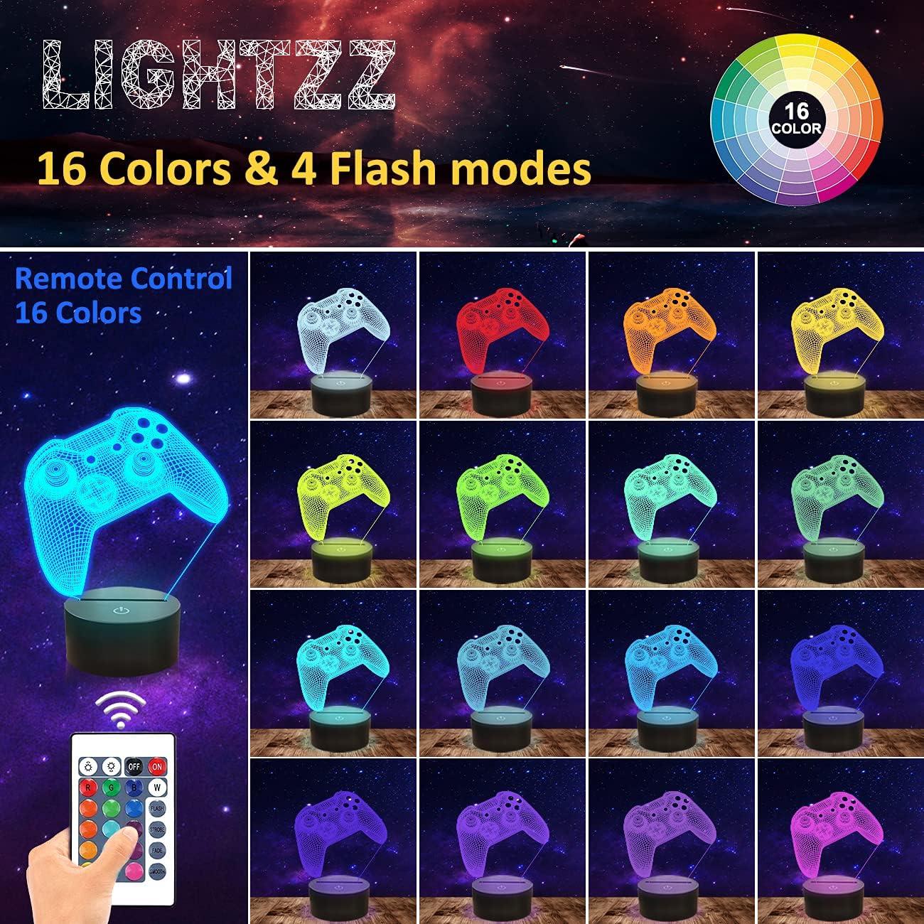 Luz Nocturna 3D Gamepad FS-XMX001 - Control Remoto 16 Colores