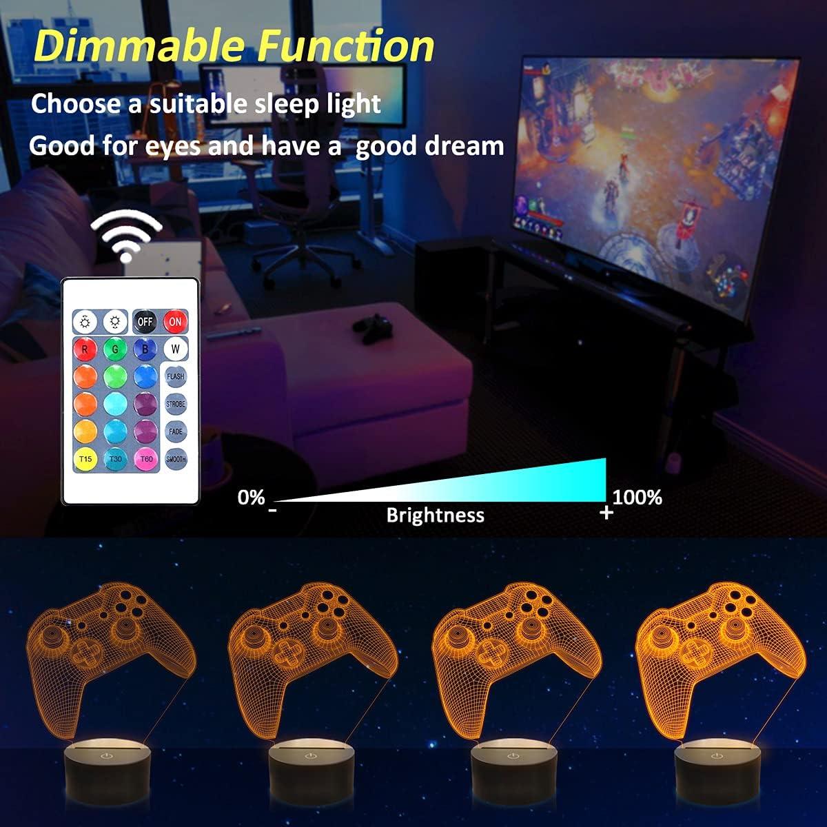 Luz Nocturna 3D Gamepad FS-XMX001 - Control Remoto 16 Colores