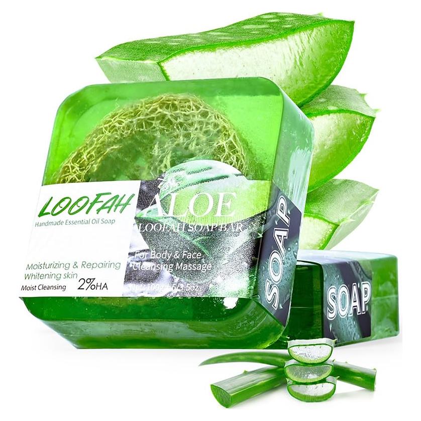 Jabón Natural de Loofah Easilydays Aloe Vera 100g Exfoliante