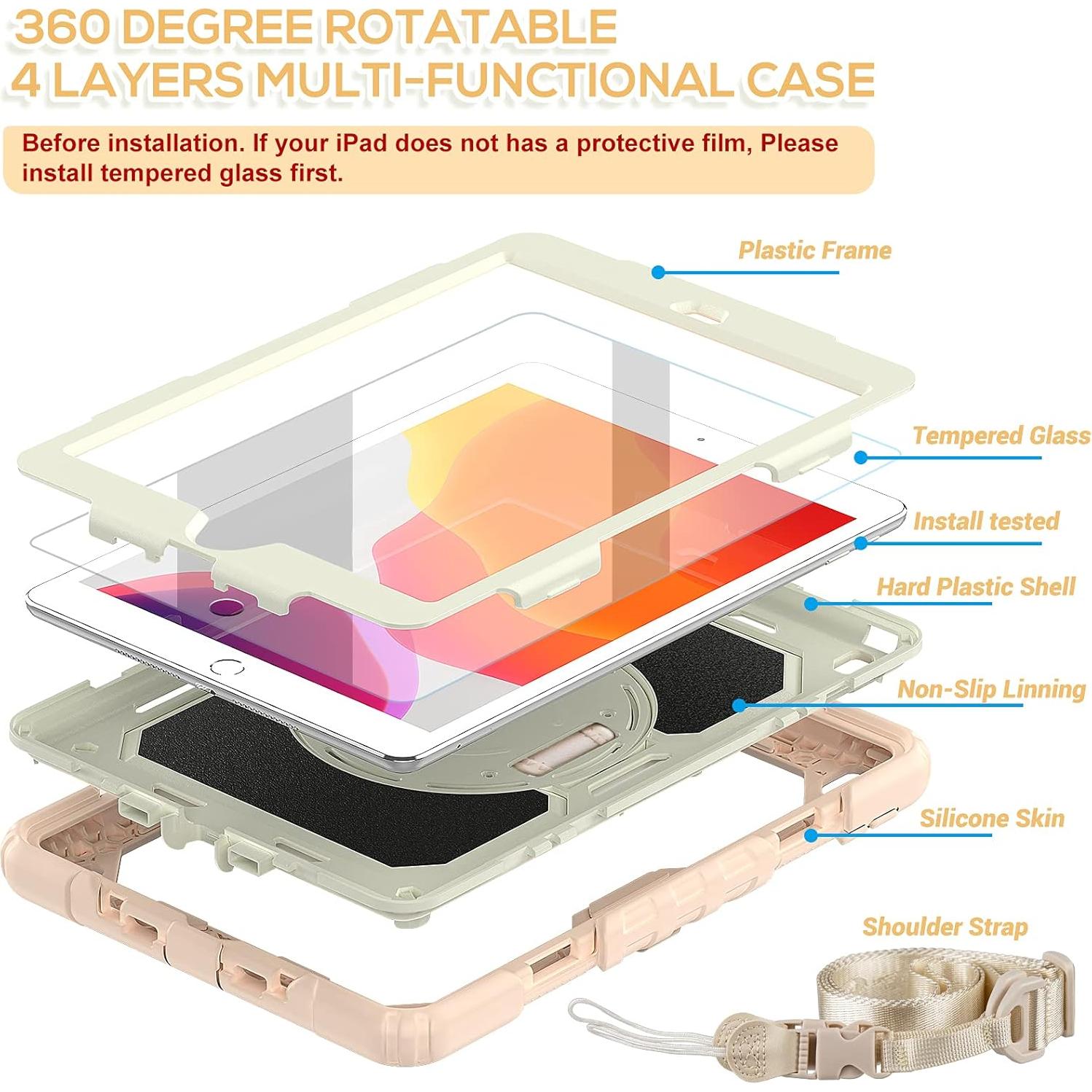 Funda BLOSOMEET Rosa para iPad 10.2" 9na/8va/7ma Gen con Protector