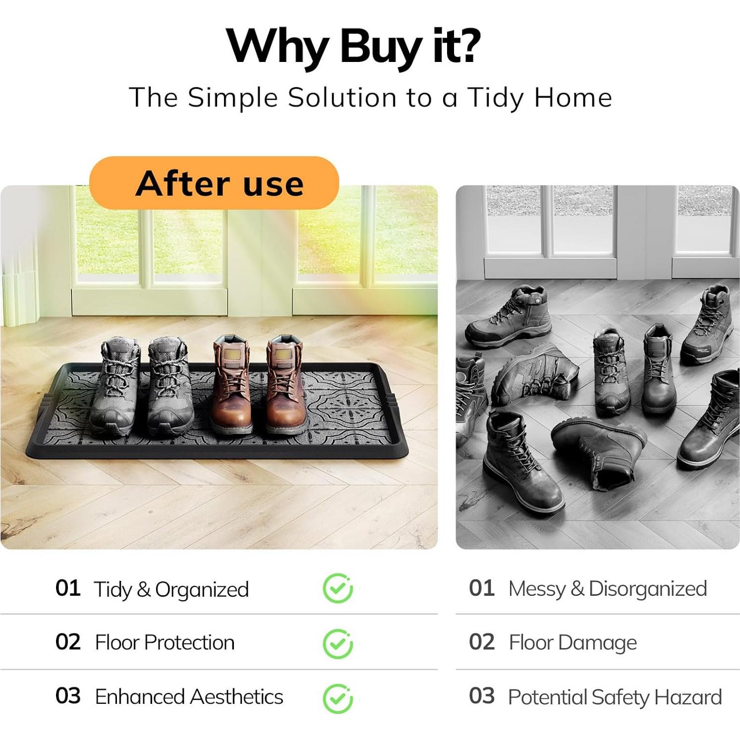 Bandeja para Botas Mibao 40.6x69.9cm Antideslizante Gris