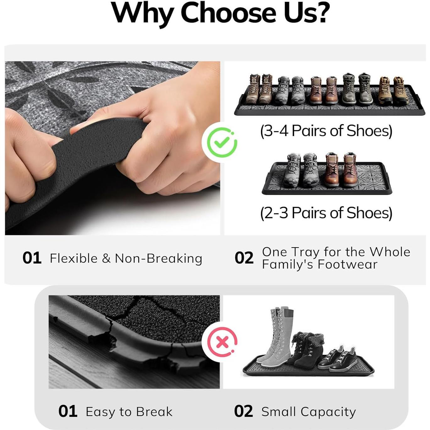 Bandeja para Botas Mibao 40.6x69.9cm Antideslizante Gris