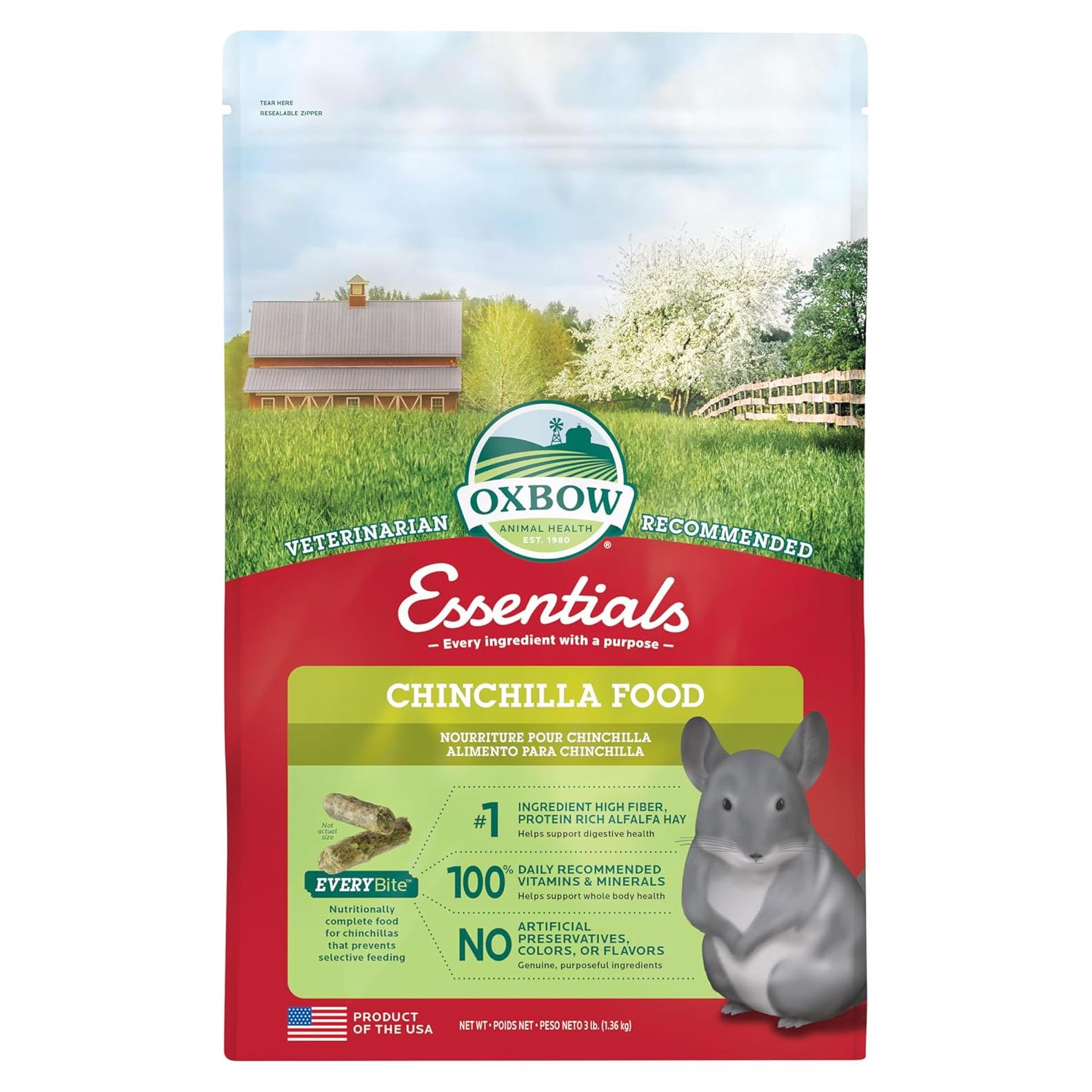 Alimento para Chinchillas Oxbow Essentials 1.36 kg - Alto en Fibra
