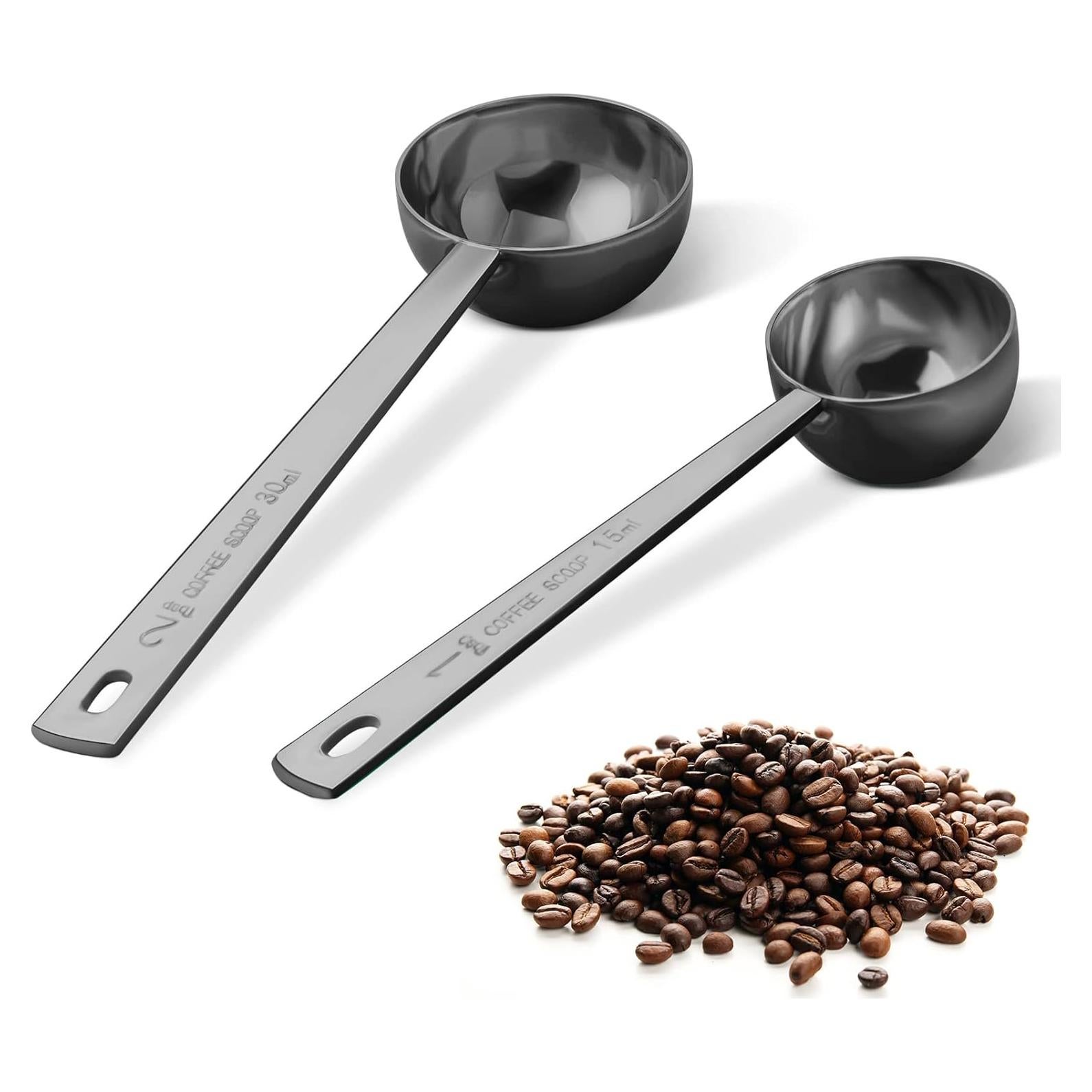 Set de 2 Cucharas Medidoras de Café Safring - Acero Inoxidable Negro