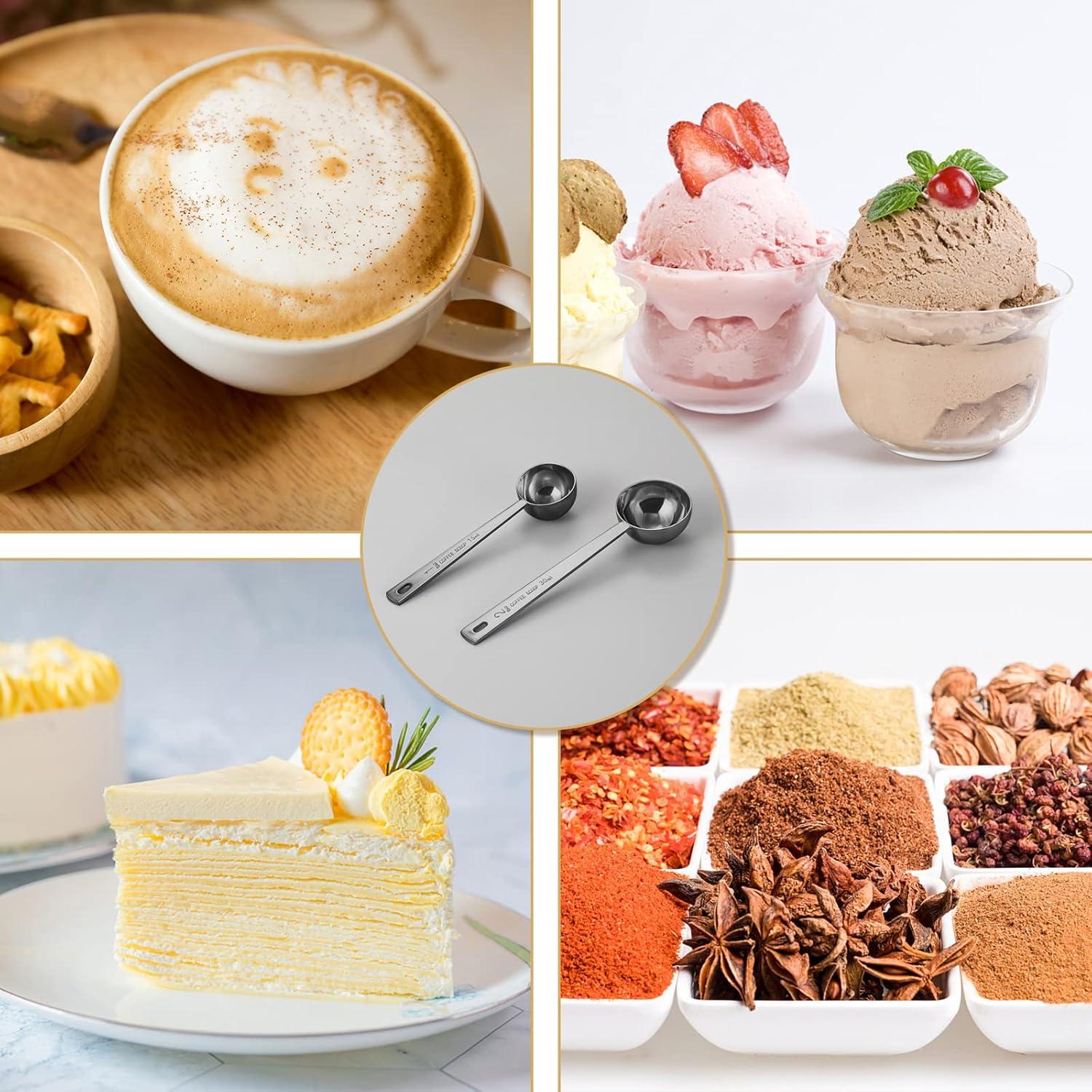 Set de 2 Cucharas Medidoras de Café Safring - Acero Inoxidable Negro