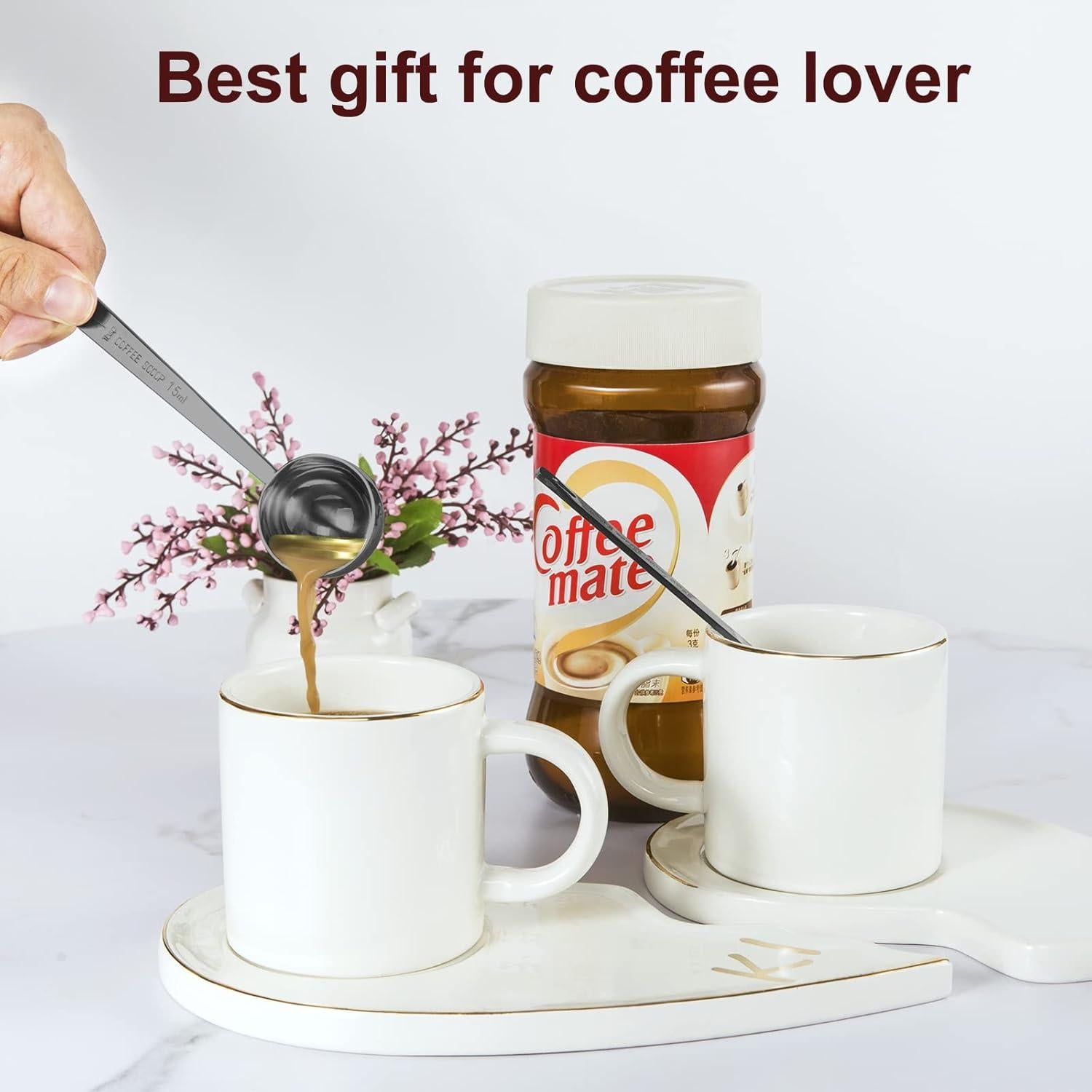 Set de 2 Cucharas Medidoras de Café Safring - Acero Inoxidable Negro