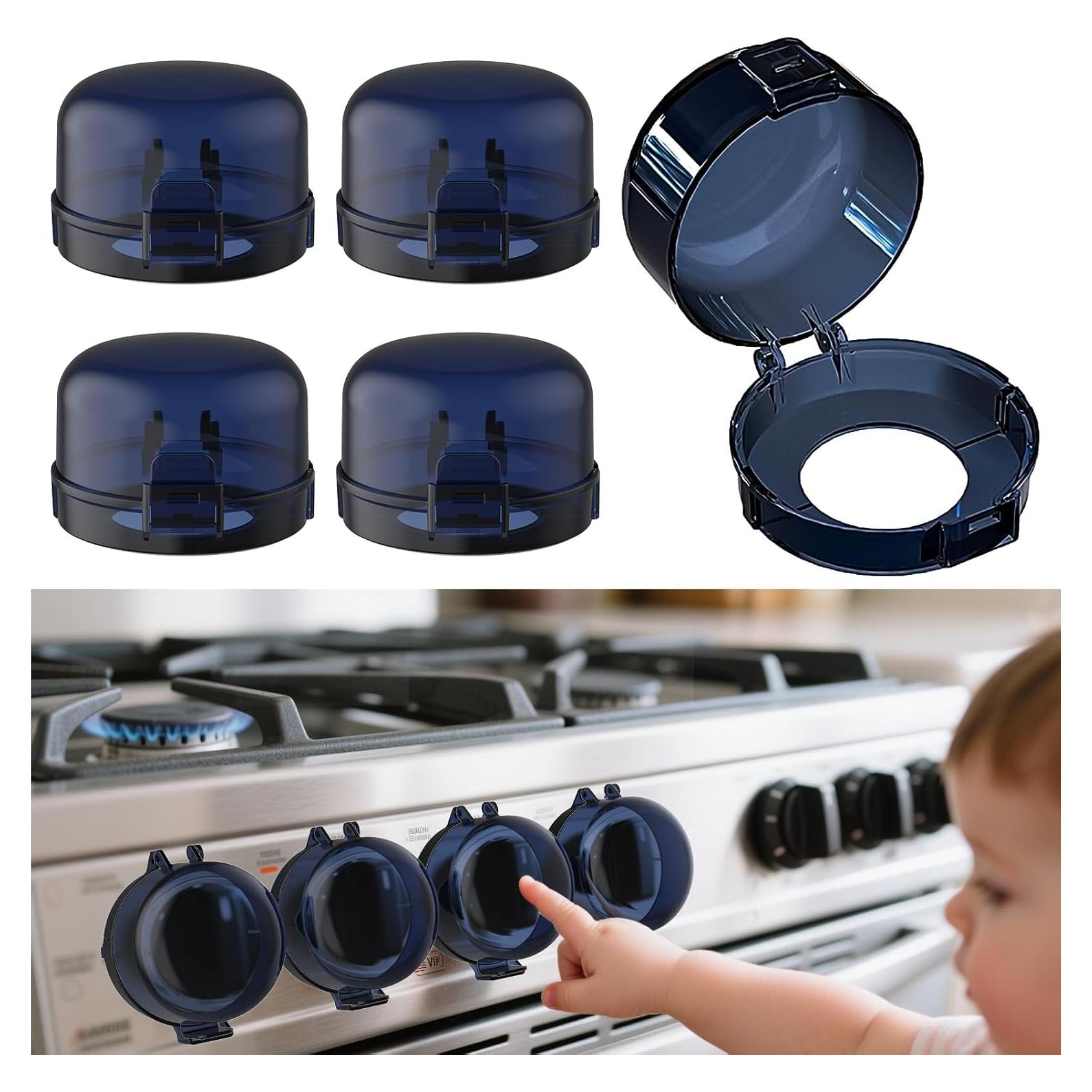 Child Safety Stove Knob Covers Fits knobs Under 1.56 inches in Diameter and 2.1 inches in Height Waterproof, Oil-Resistant, and Heat-Resistant (5-Pack)