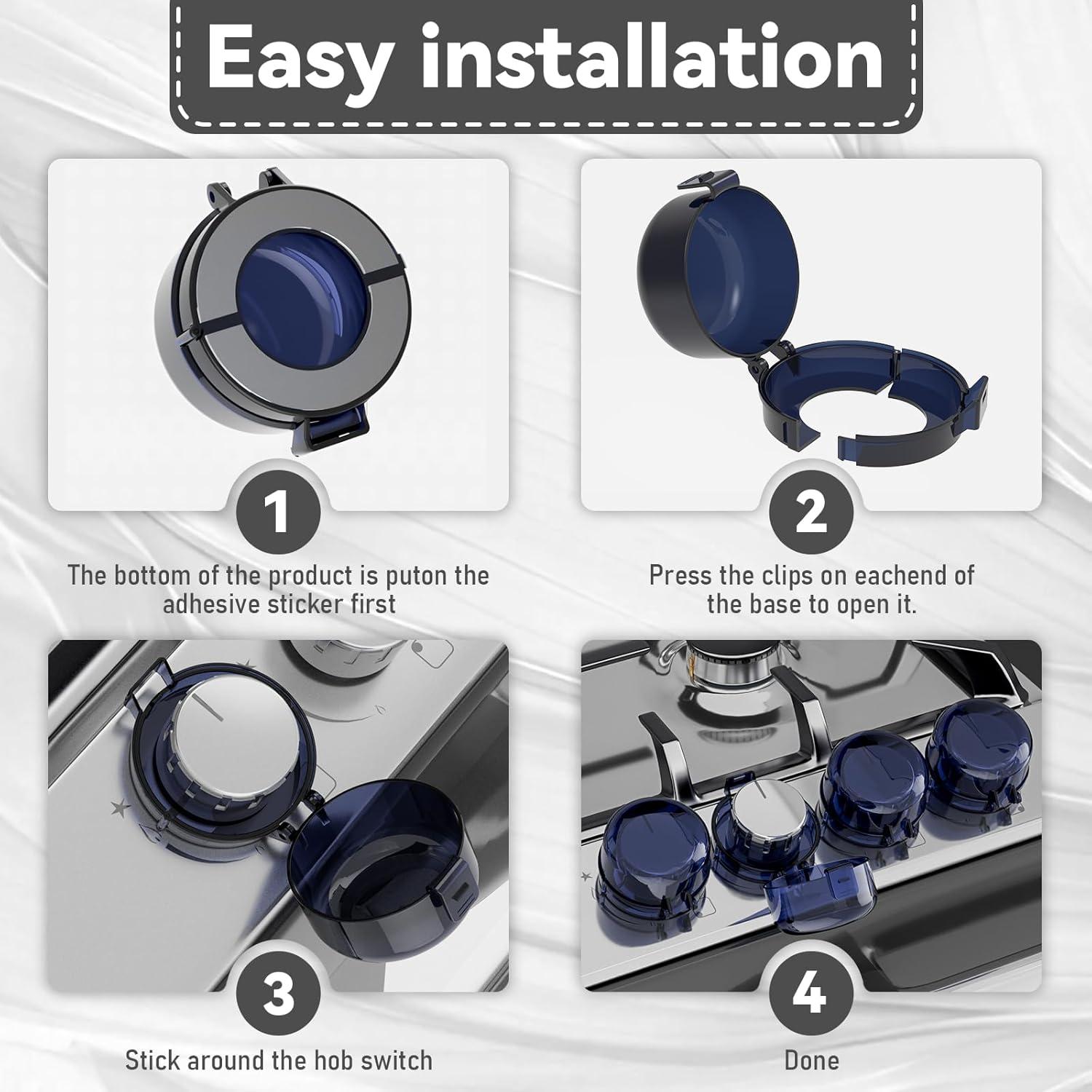 Child Safety Stove Knob Covers Fits knobs Under 1.56 inches in Diameter and 2.1 inches in Height Waterproof, Oil-Resistant, and Heat-Resistant (5-Pack)