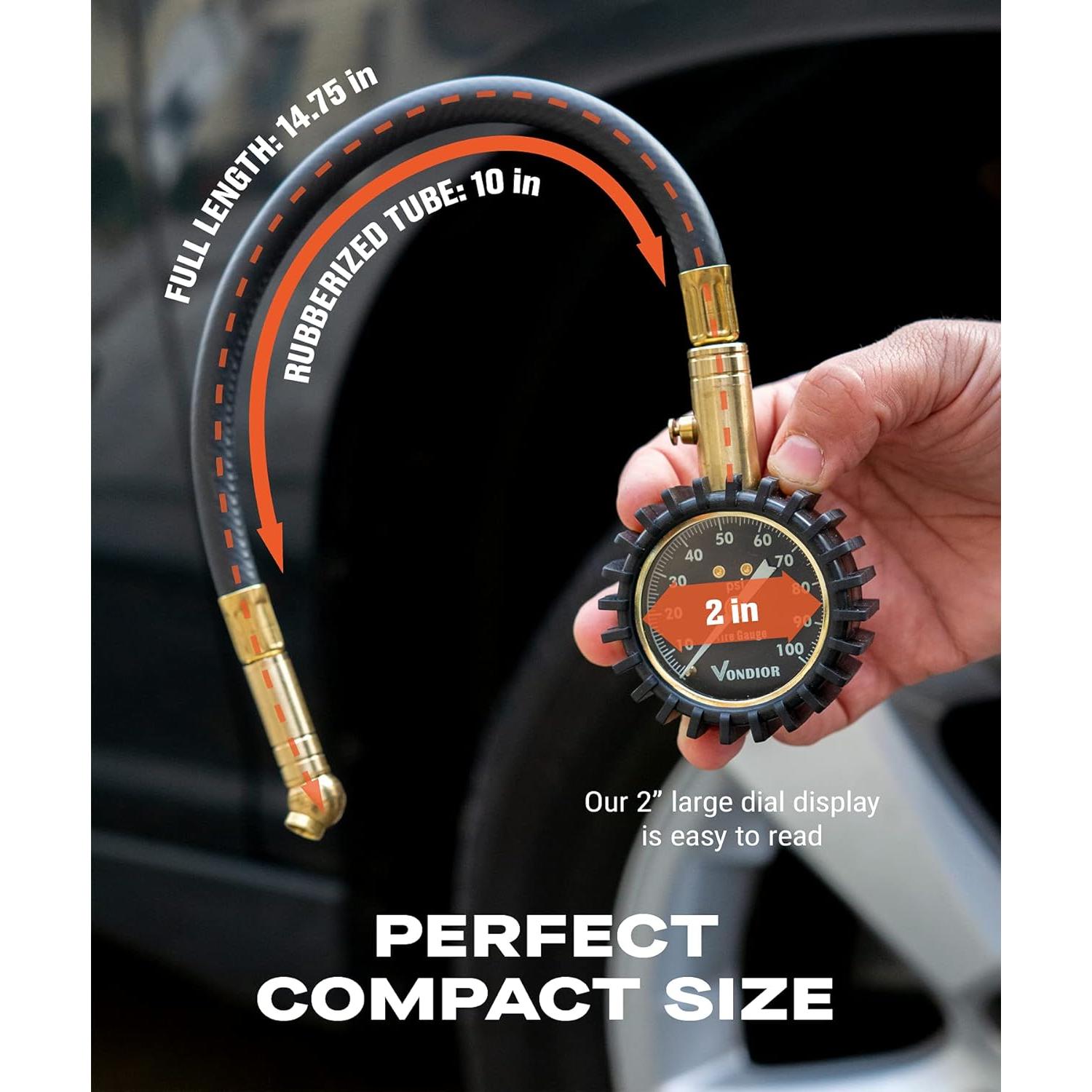 Medidor de Presión de Neumáticos Vondior 0-100 PSI Analógico