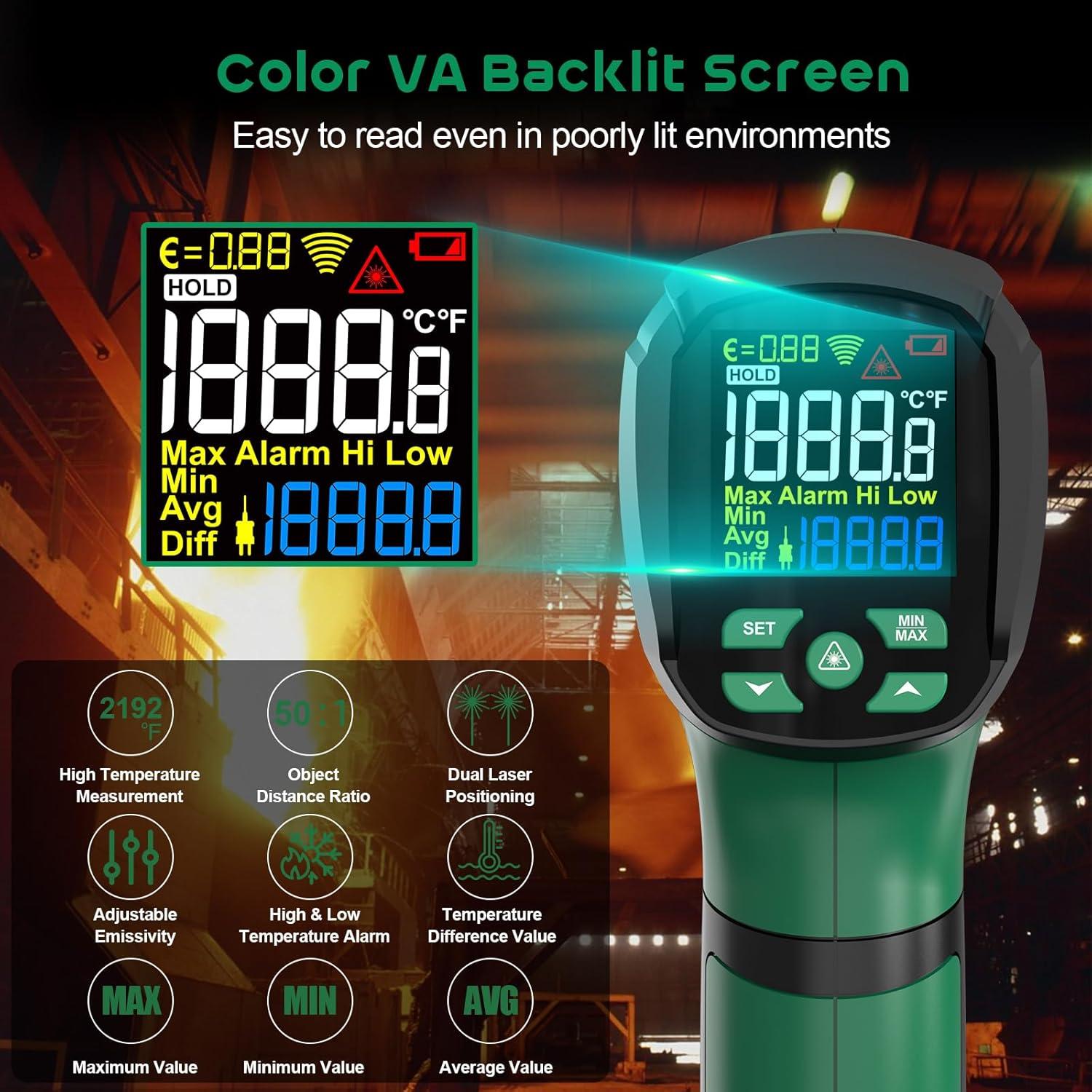 Pistola Termómetro Infrarrojo SQECH IR05 -40°C a 1200°C