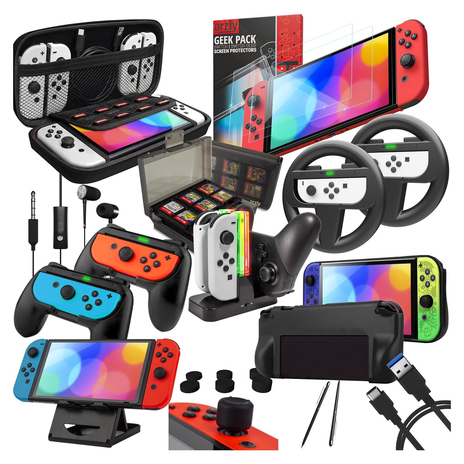 Kit Accesorios Orzly para Nintendo Switch y OLED - Negro