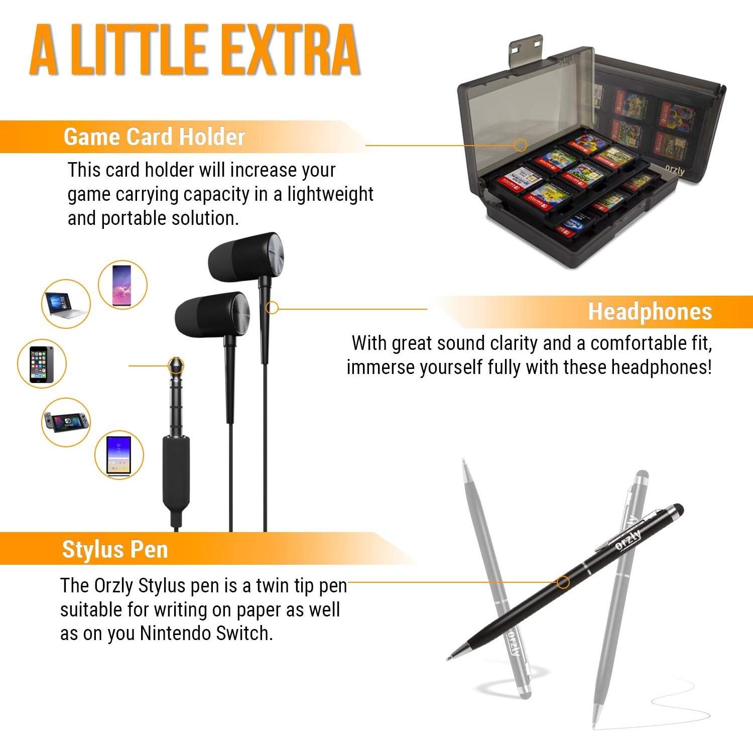 Kit Accesorios Orzly para Nintendo Switch y OLED - Negro