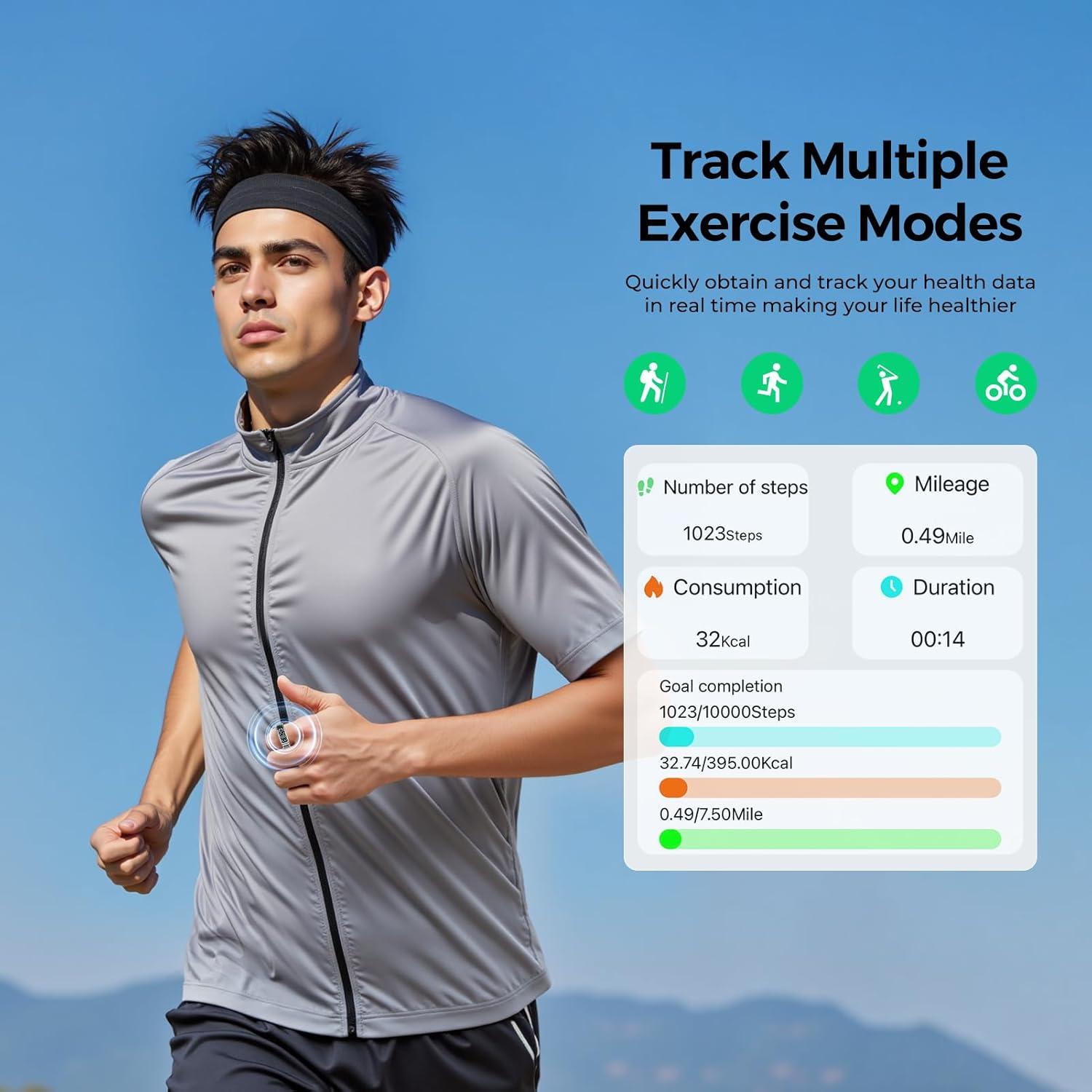 Anillo Inteligente Domhong SR08 con Pantalla LED y Monitoreo de Salud