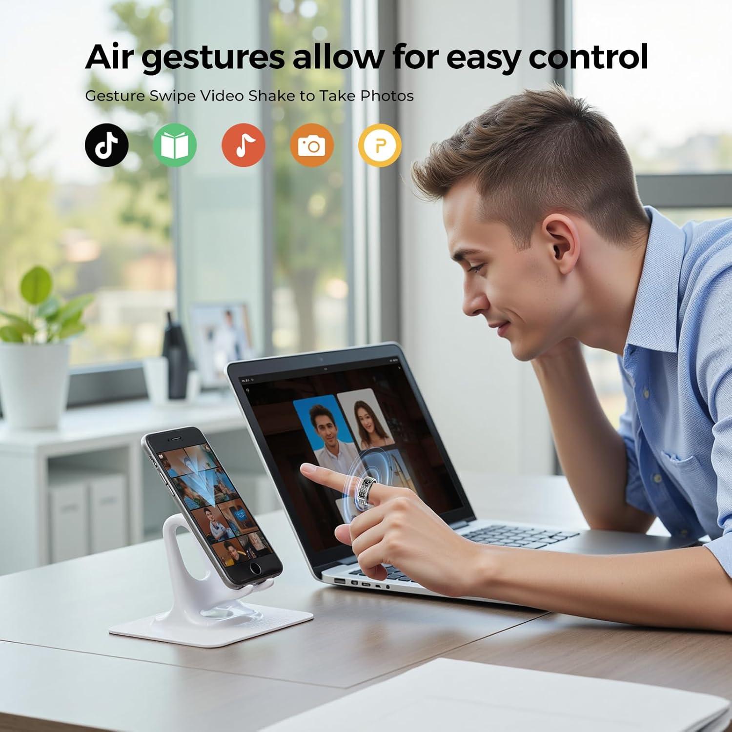 Anillo Inteligente Domhong SR08 con Pantalla LED y Monitoreo de Salud