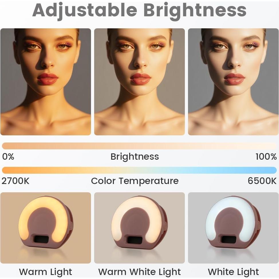 Luz de Selfie Portátil INS Mini Anillo Rosa 3 Modos LED