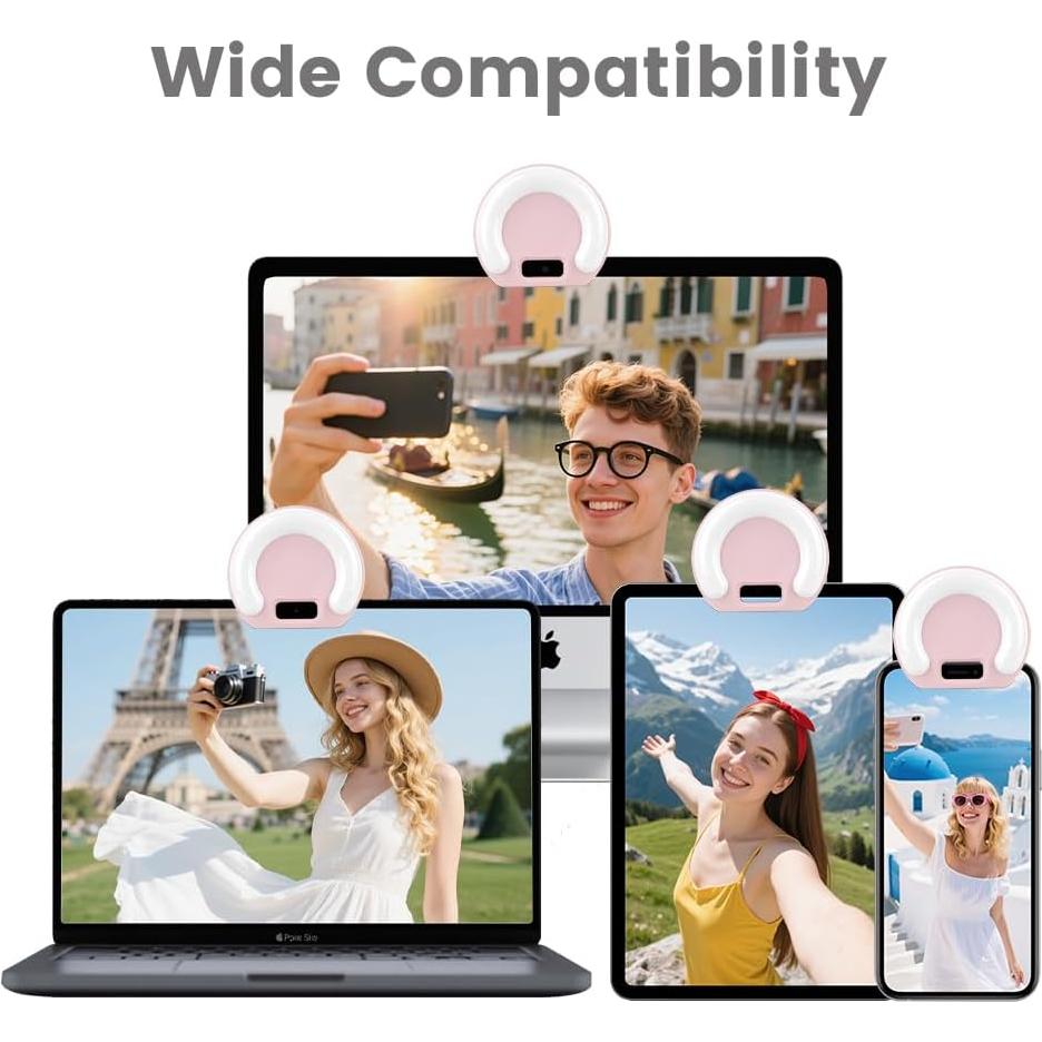 Luz de Selfie Portátil INS Mini Anillo Rosa 3 Modos LED