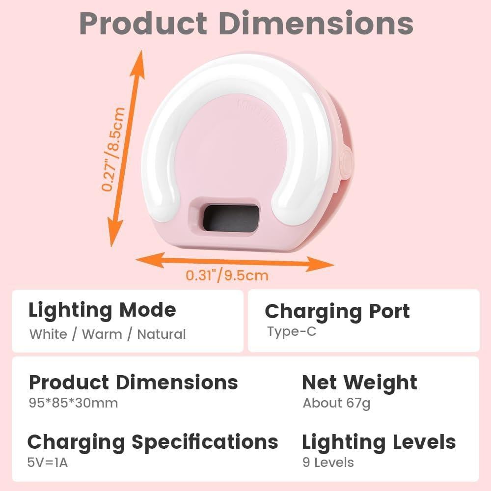 Luz de Selfie Portátil INS Mini Anillo Rosa 3 Modos LED