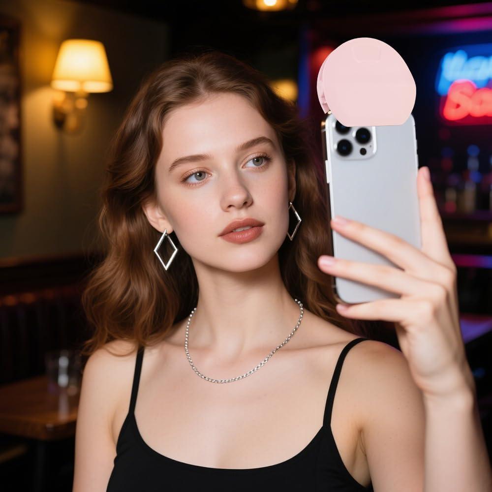 Luz de Selfie Portátil INS Mini Anillo Rosa 3 Modos LED