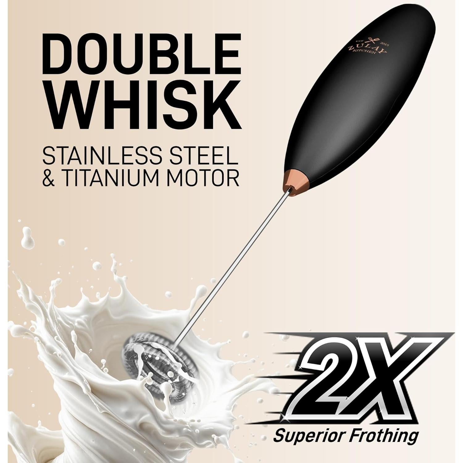 Batidor de Leche Zulay Doble Eléctrico 360W Negro/Cobre