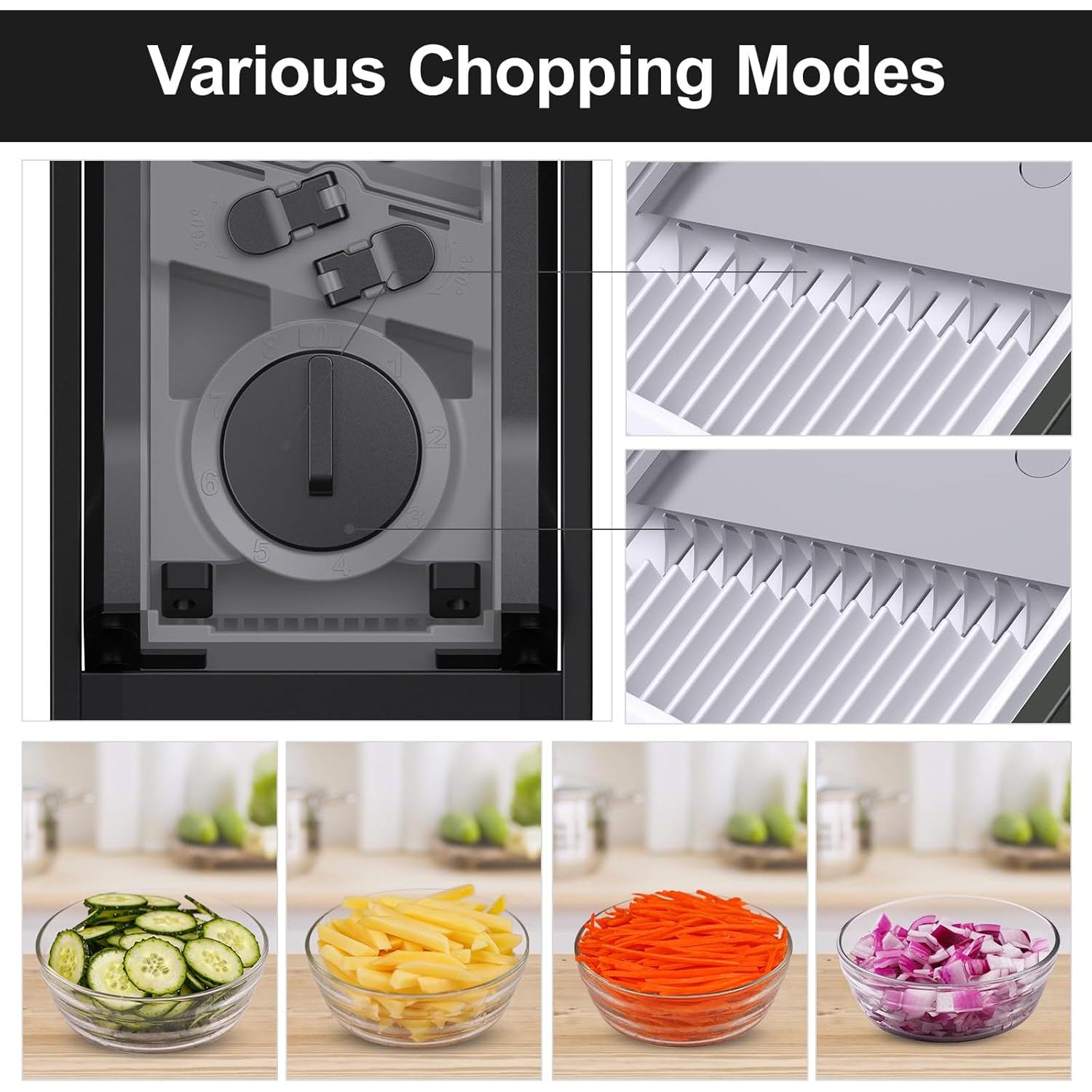 Rebanador Mandolina Jonscook Negro 5 en 1 Grosor Ajustable 0-8mm