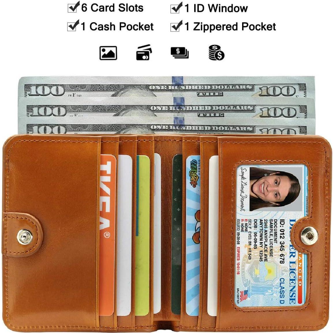 Billetera de Cuero Itslife RFID Compacta para Mujeres