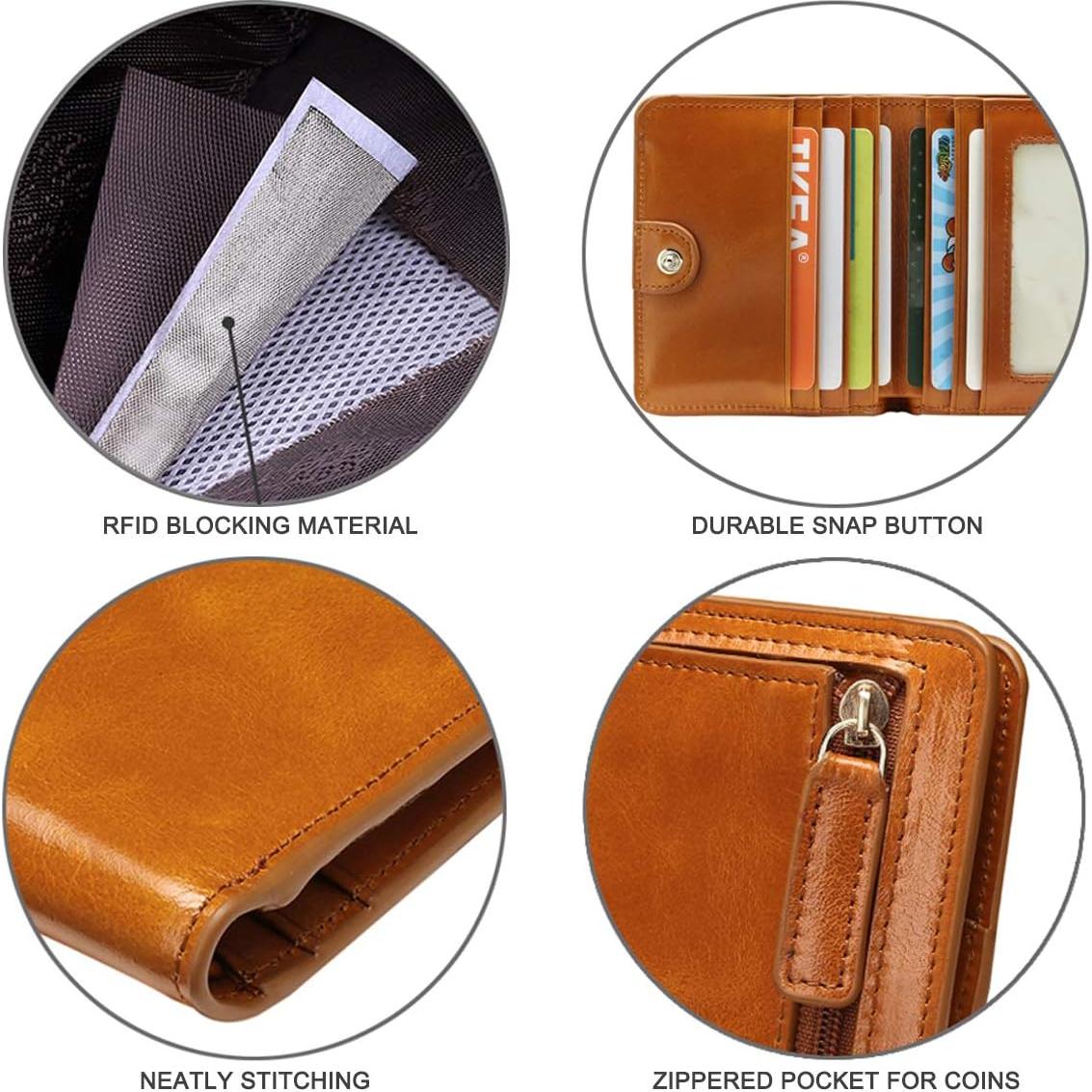 Billetera de Cuero Itslife RFID Compacta para Mujeres