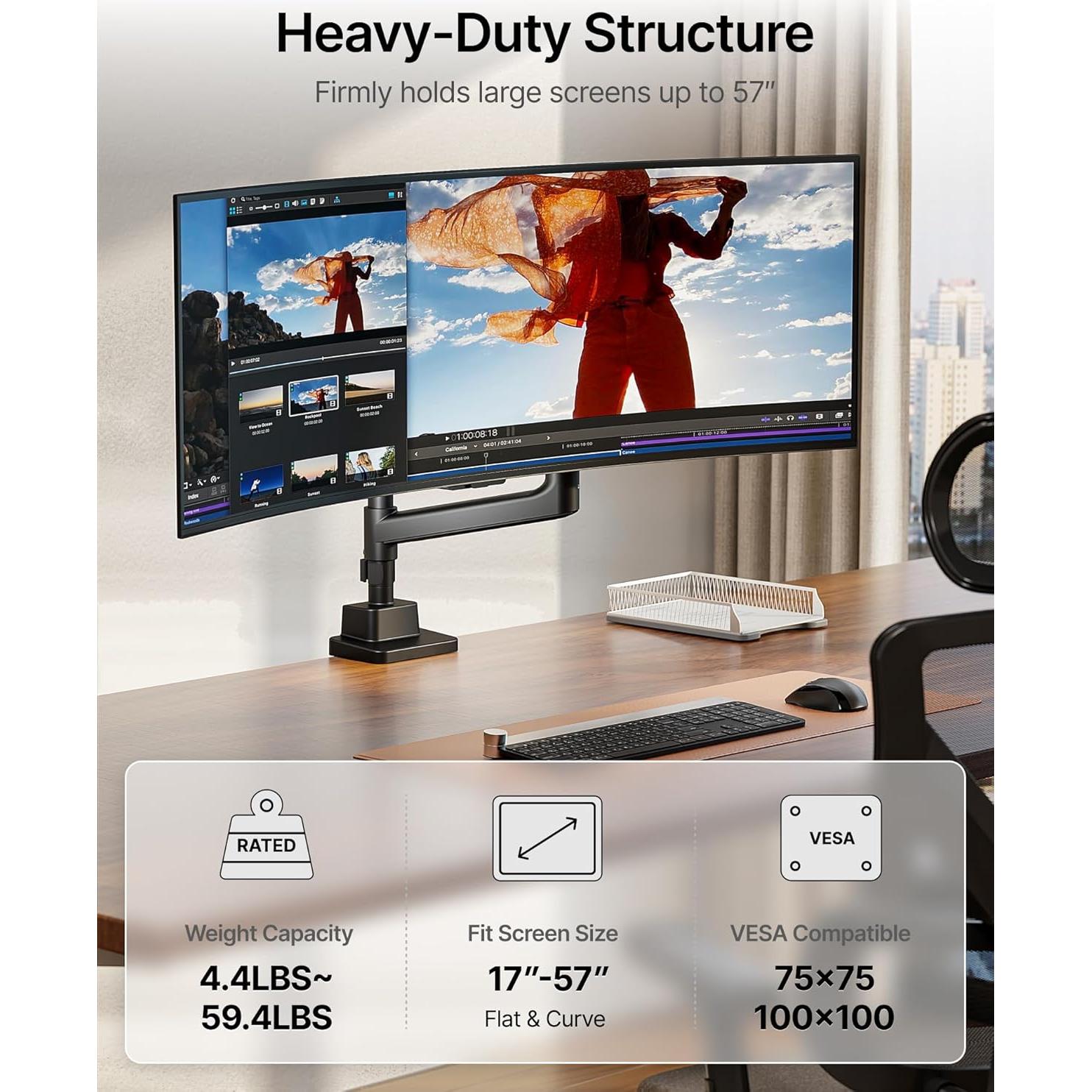 Soporte de Monitor Ultrawide monTEK MA1001PBK 17-57" Negro