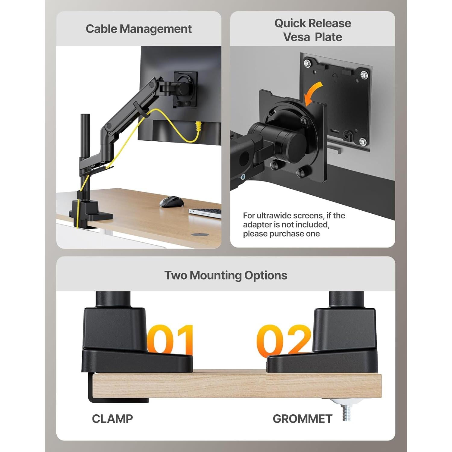 Soporte de Monitor Ultrawide monTEK MA1001PBK 17-57" Negro