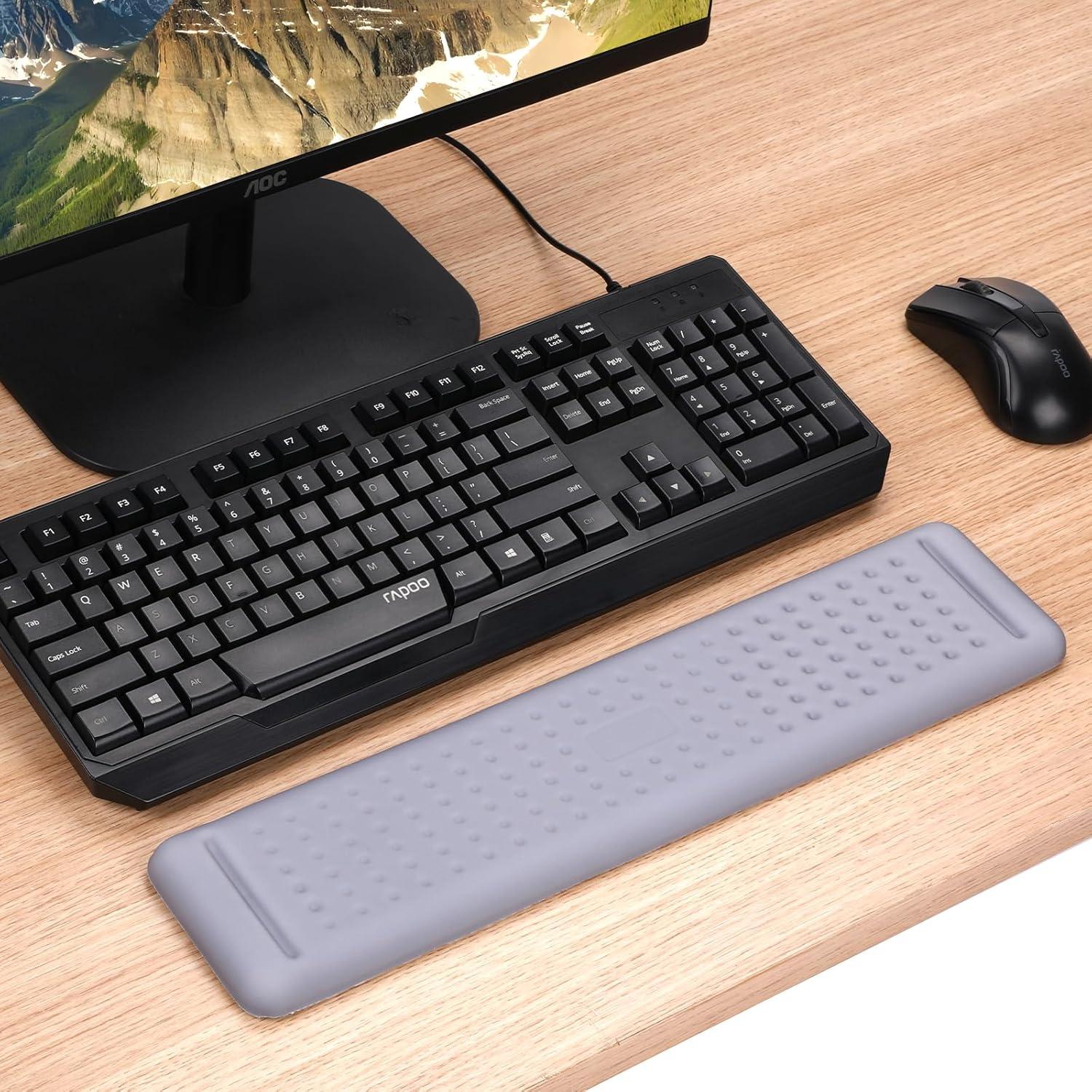 Reposamuñecas Ergonómico Aelfox Grande Espuma Viscoelástica Gris