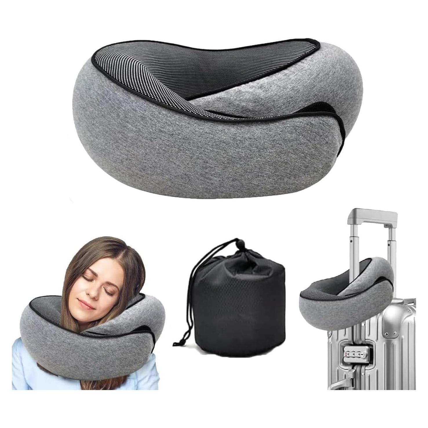 Almohada de Viaje WEERSHUN Cuello Espuma Memoria Gris 32x26cm