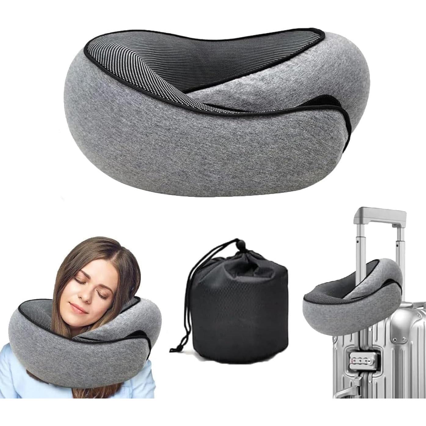 Almohada de Viaje WEERSHUN Cuello Espuma Memoria Gris 32x26cm