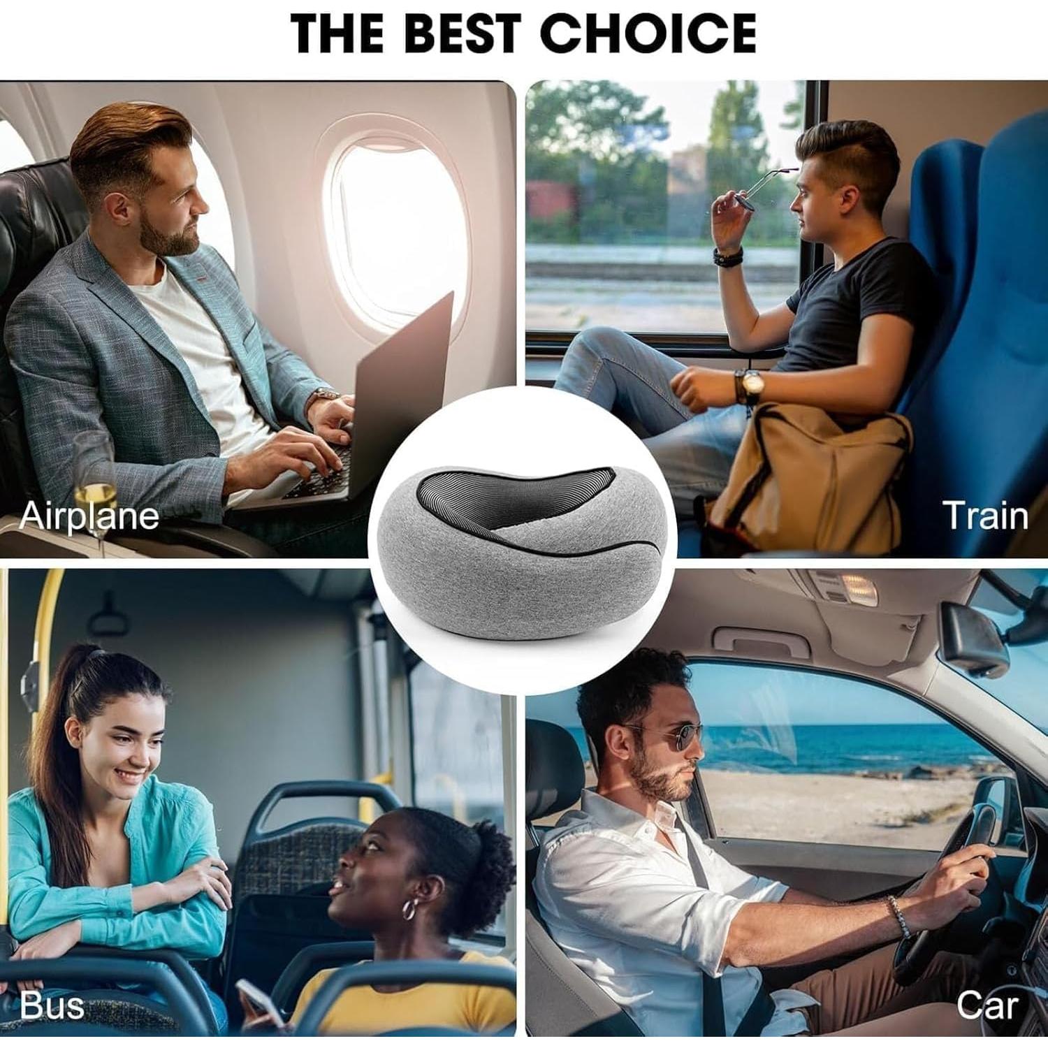 Almohada de Viaje WEERSHUN Cuello Espuma Memoria Gris 32x26cm