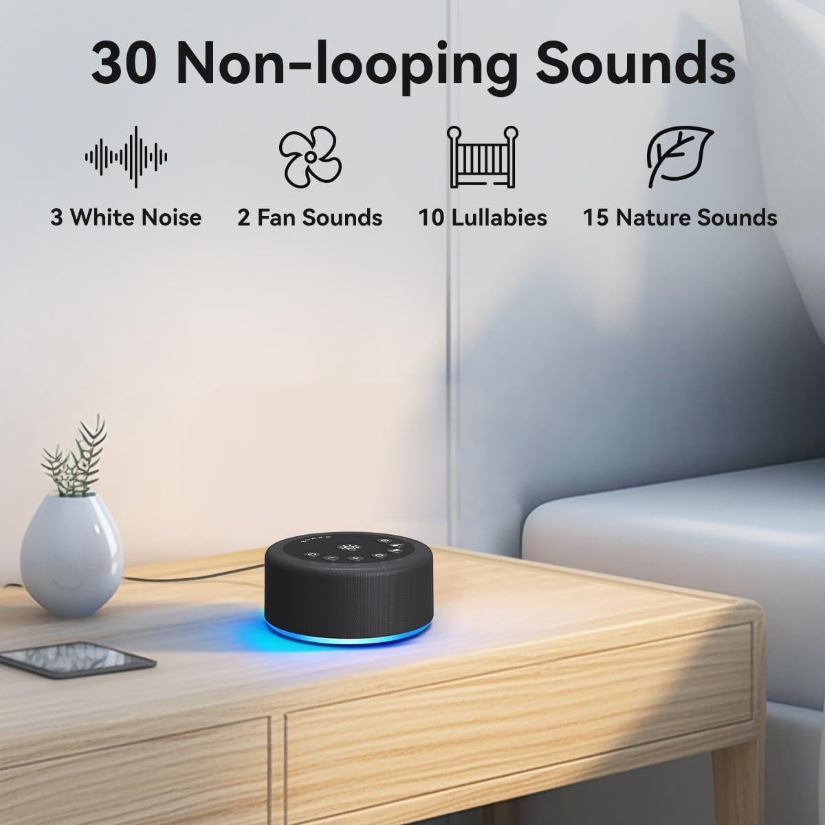 Máquina de Ruido Blanco Hushing R6 con 30 Sonidos y Luz