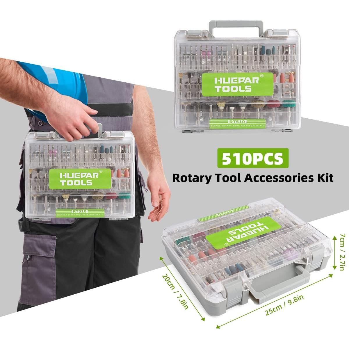 Kit de Accesorios para Herramientas Rotativas Huepar 510 Piezas