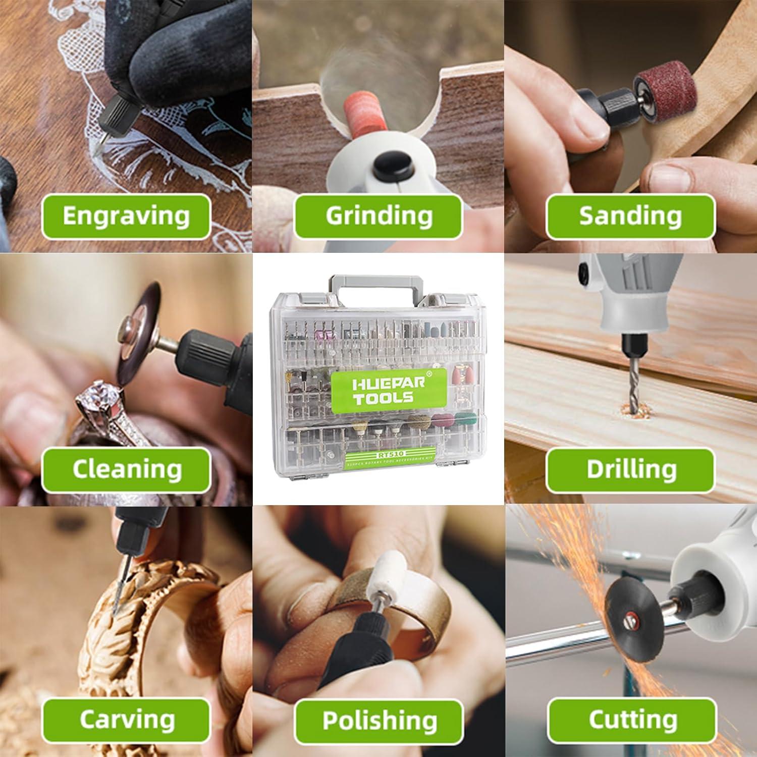 Kit de Accesorios para Herramientas Rotativas Huepar 510 Piezas