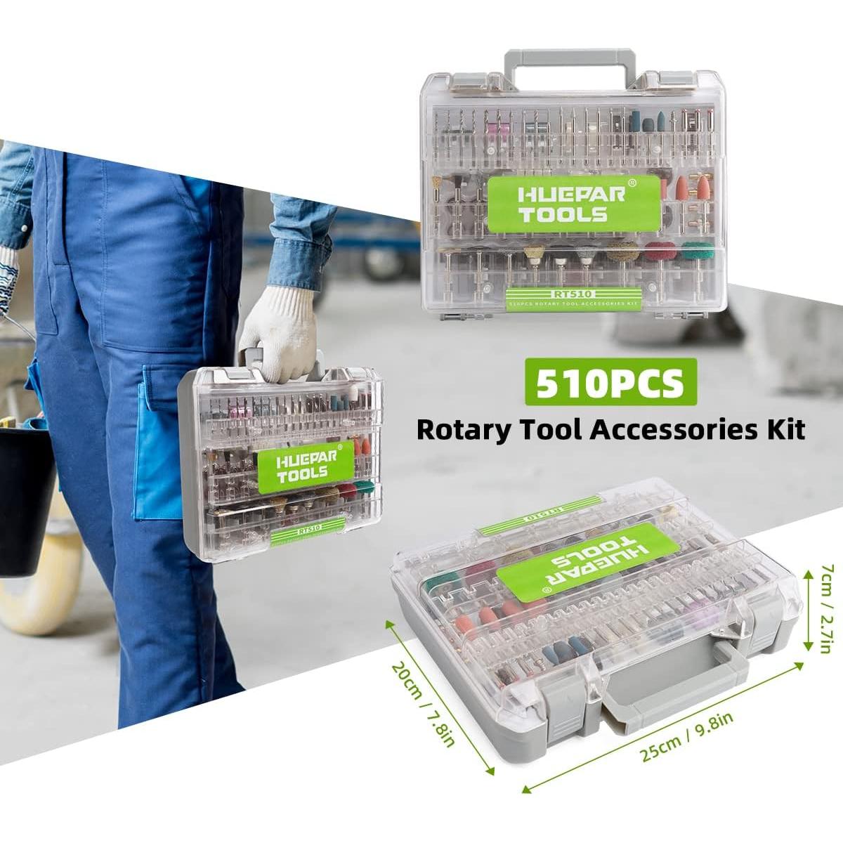 Kit de Accesorios para Herramientas Rotativas Huepar 510 Piezas