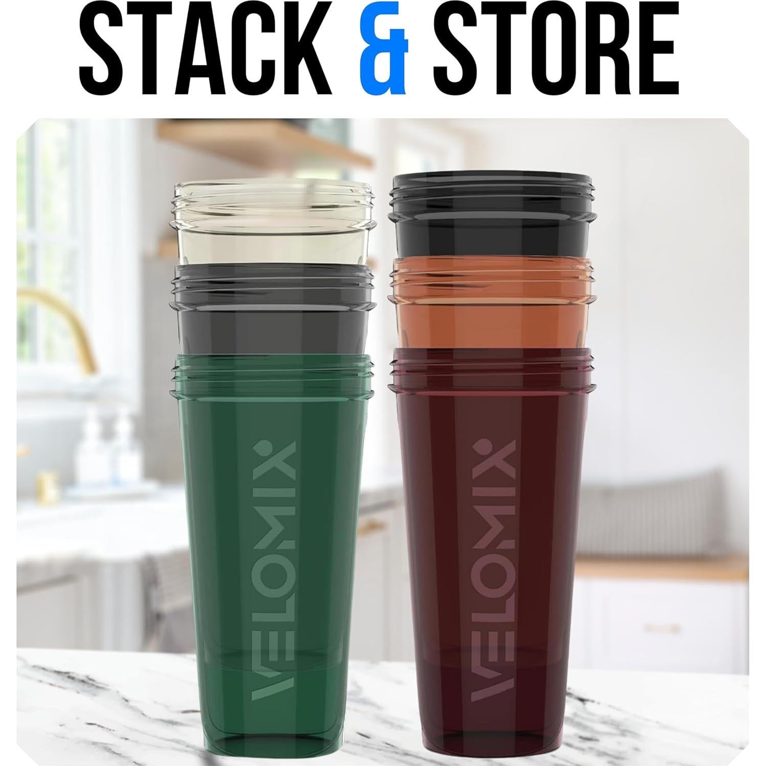 Botellas de Mezcla de Proteína VELMIX 6 Pack 828 ml a Prueba de Fugas