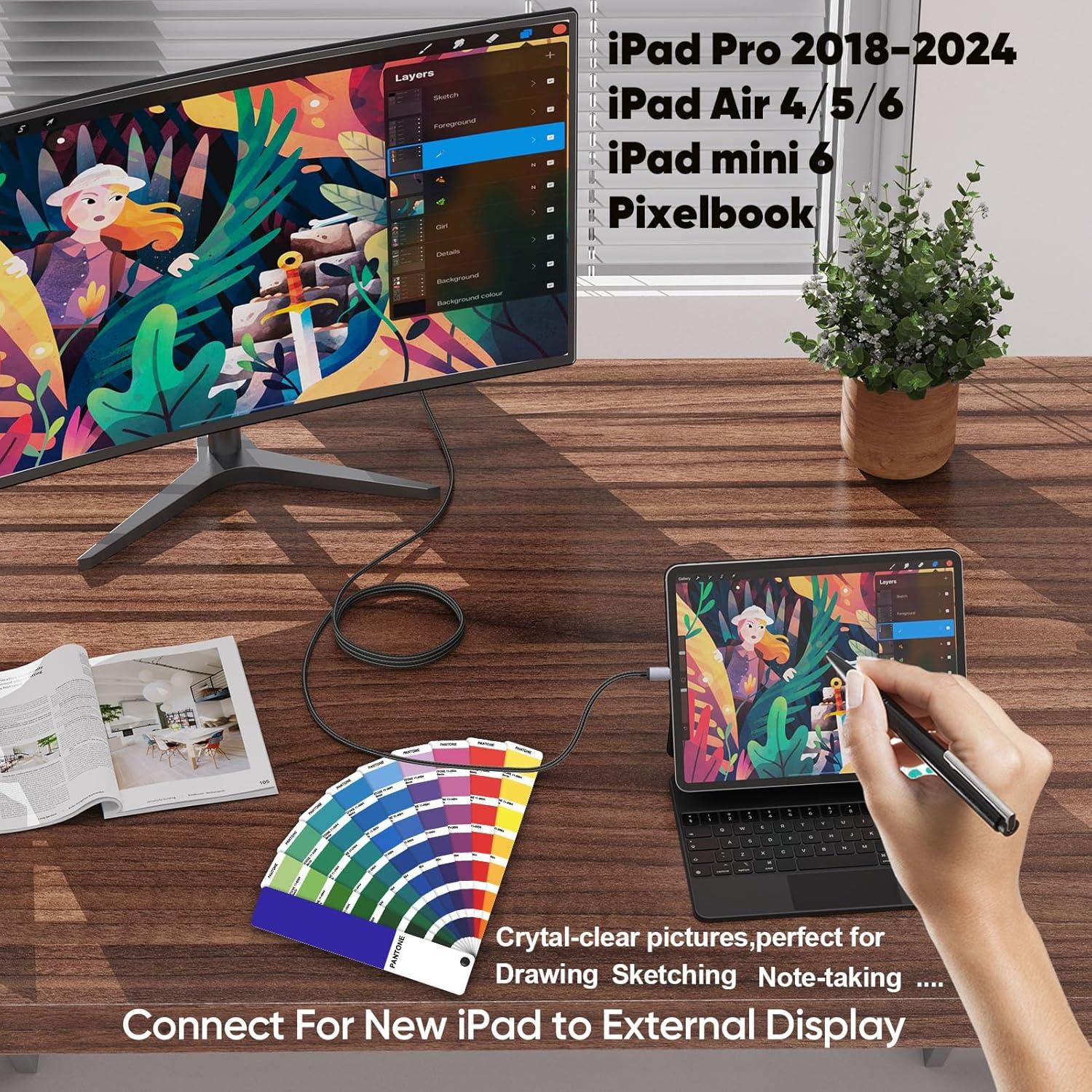 Cable USB C a HDMI 1.83m Vorothin 4K 30Hz Compatible iPhone 16