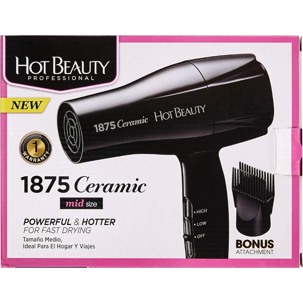 Secador de Pelo Cerámico Hot Beauty 1875W Compacto Negro