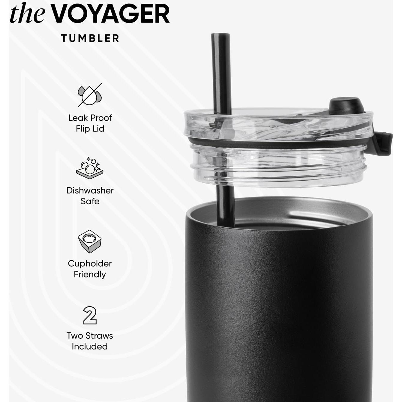 Taza de Viaje Simple Modern Voyager 12oz Acero Inoxidable Negro