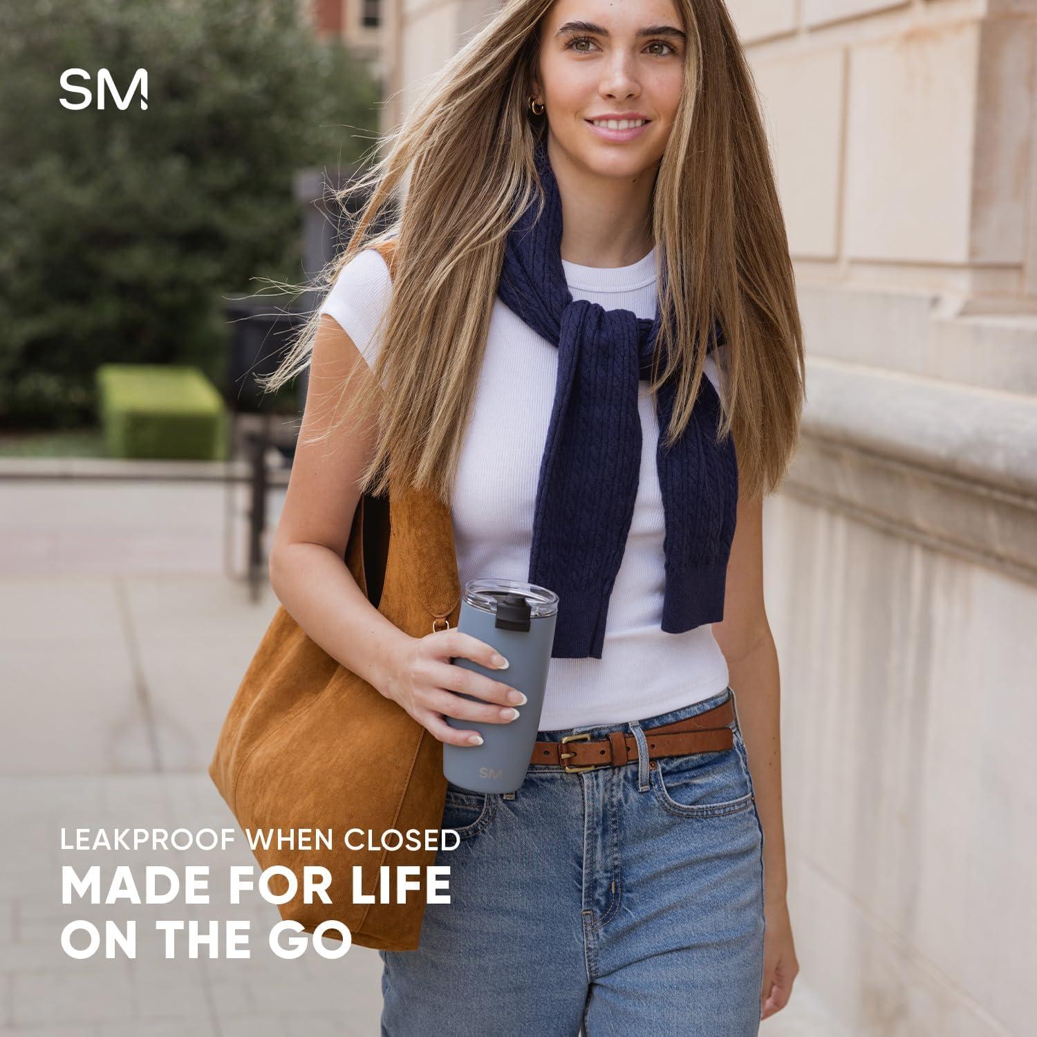 Taza de Viaje Simple Modern Voyager 12oz Acero Inoxidable Negro