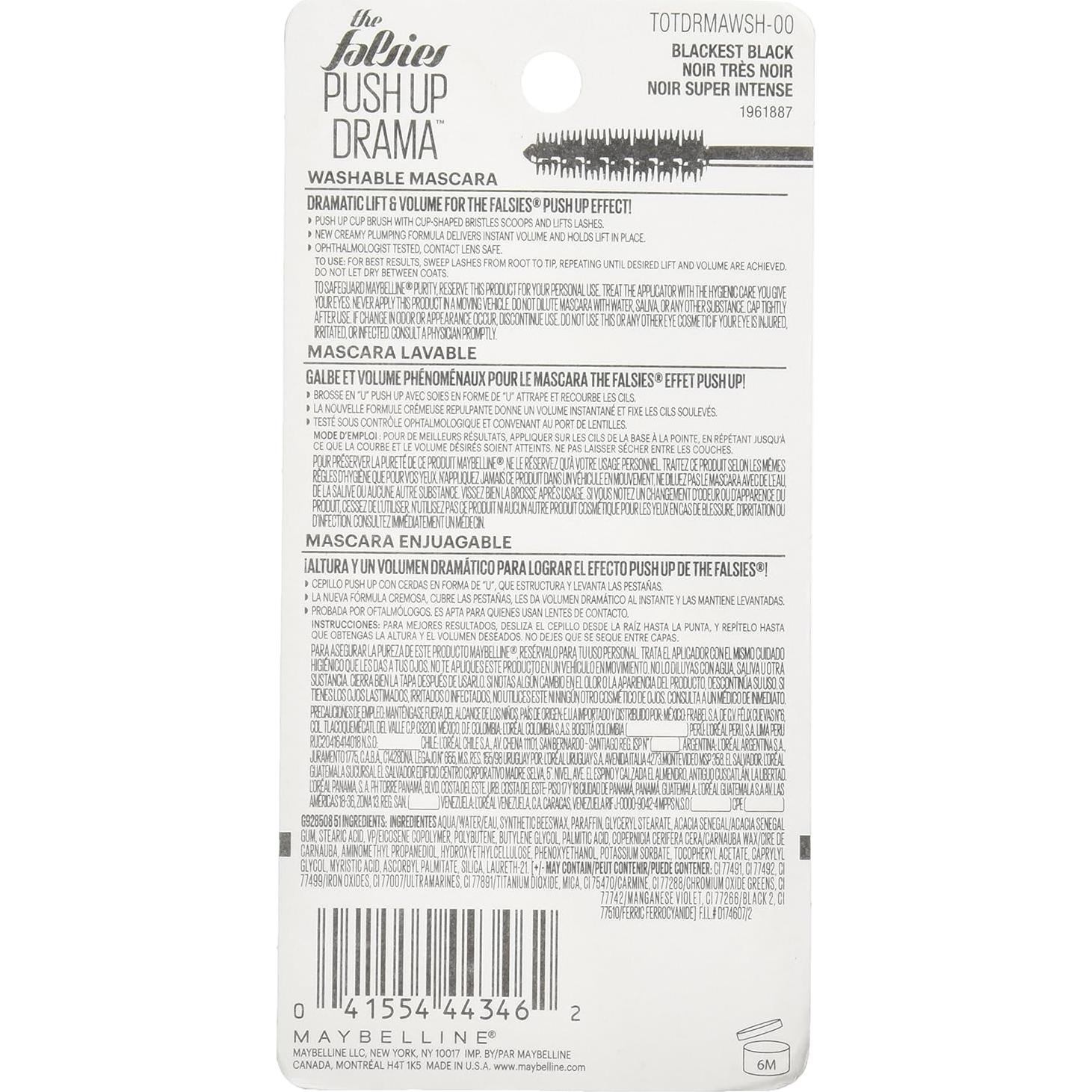 Máscara Lavable Maybelline The Falsies Push Up Drama 9.75 ml