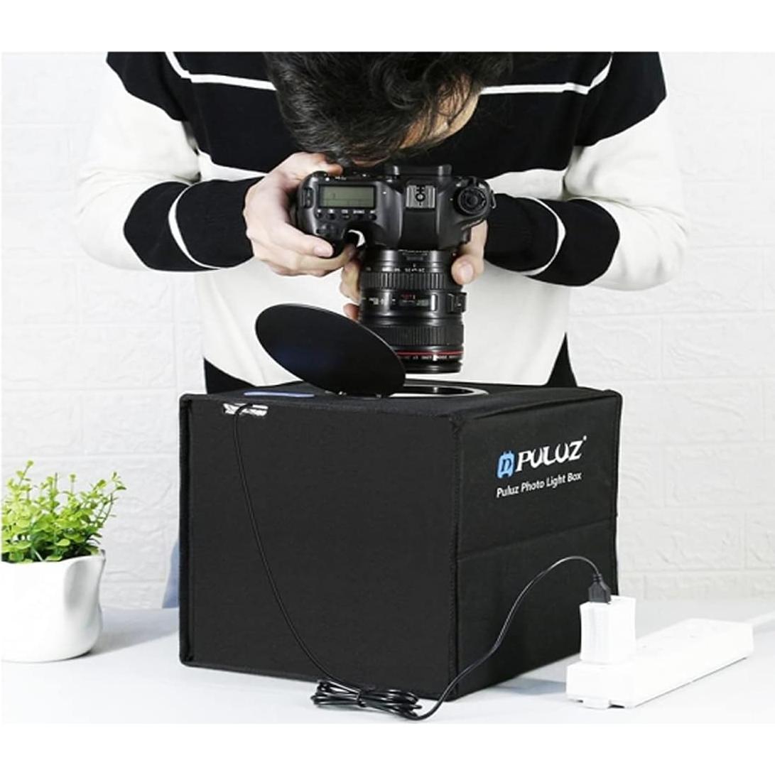 Mini Caja de Luz Fotográfica PULUZ 25cm con 96 LEDs y 12 Fondos