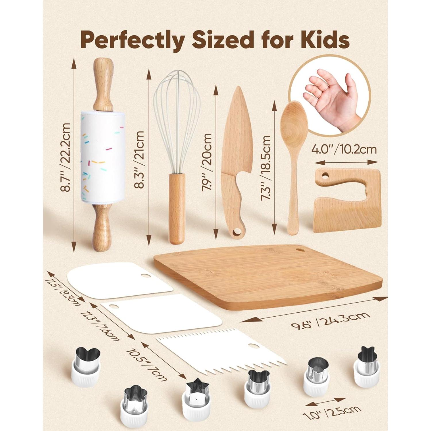 Juego de Herramientas de Cocina Montessori Flybean - Madera Deluxe