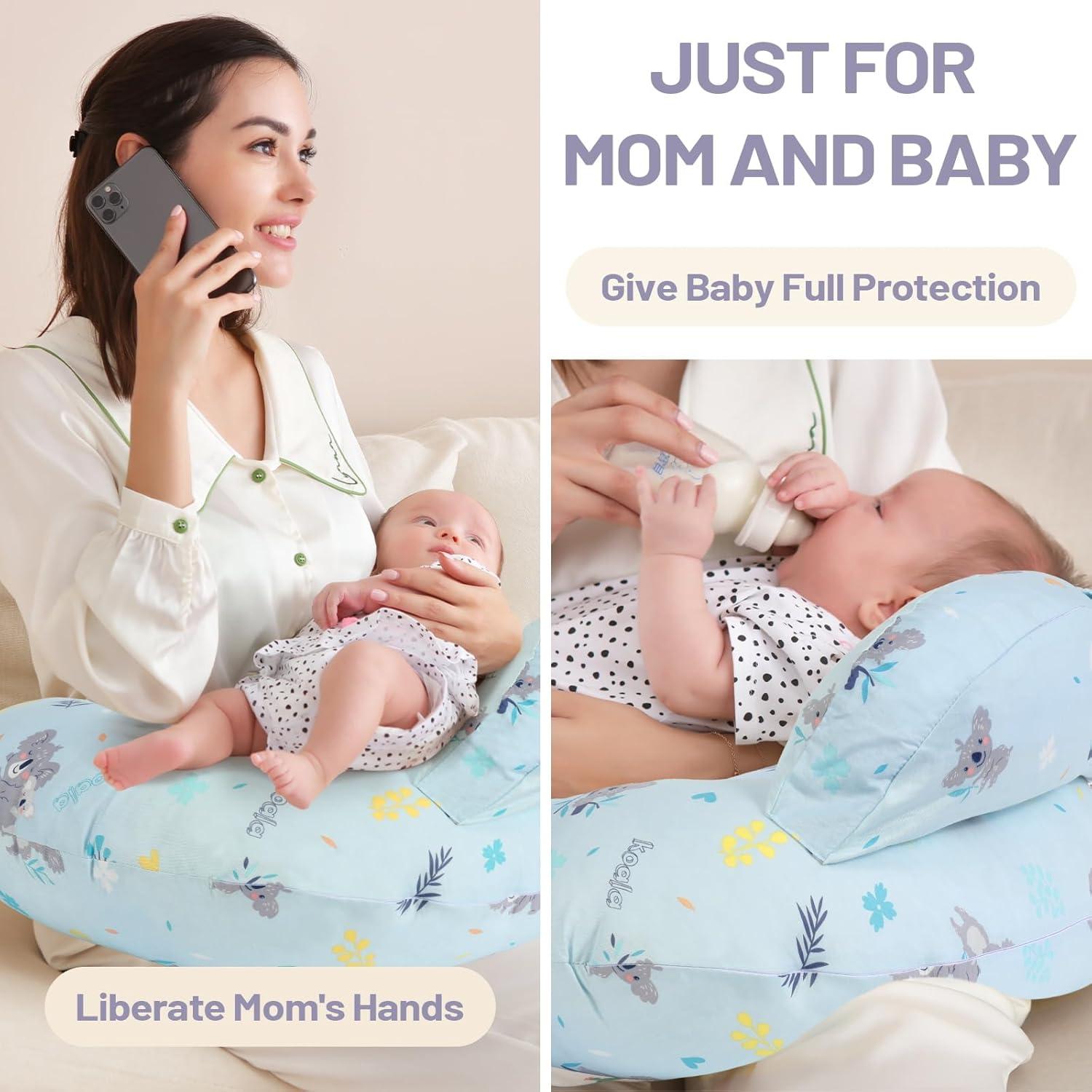 Almohada de Lactancia AMASKY Ergonómica Azul 58x51 cm