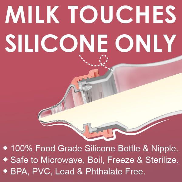 Botellas de Silicona Nenesupply 8oz Anticólicos para Bebés