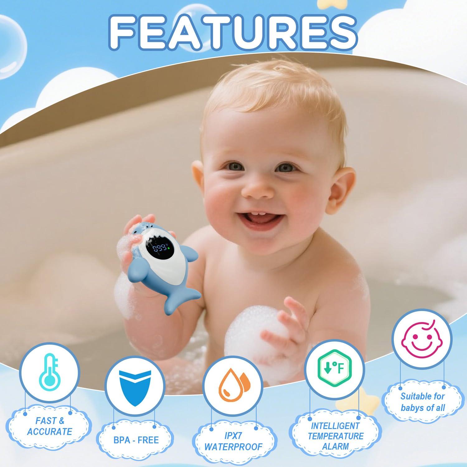 Termómetro de baño Wmaiwei tiburón azul para bebés